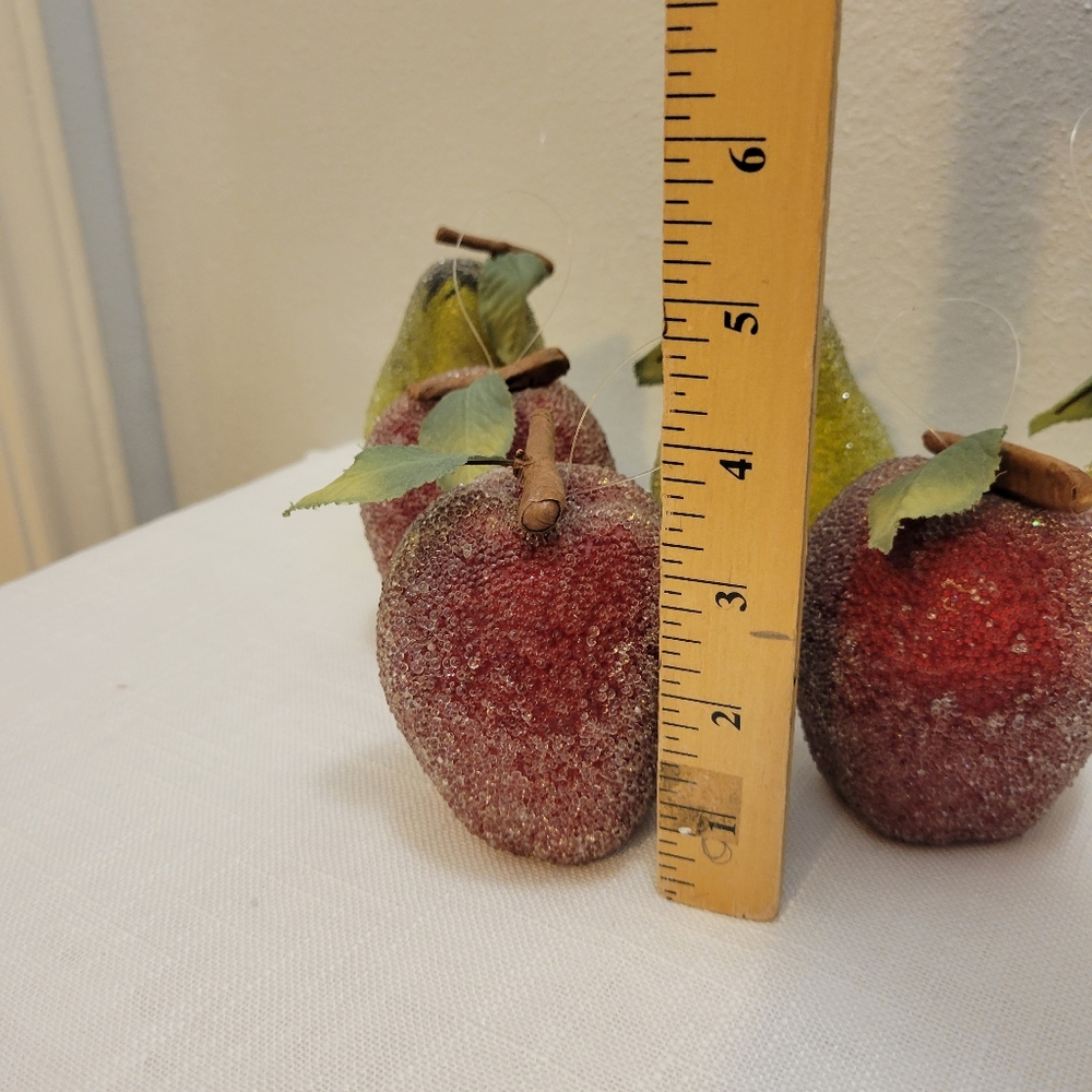 Vintage Sugared Decorative Red and Yellow Faux Fruit Set - Picture 12 of 14